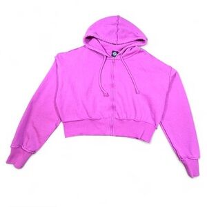 PacSun Pink Cropped Zip-Up Hoodie – Size Small y2k coquette lounge cozy
